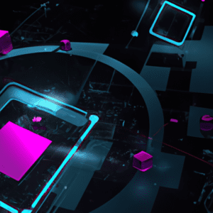 Imagine a thought-provoking image depicting the construction of a blockchain knowledge base with ChatGPT. Illustrate ChatGPT as an enigmatic figure, meticulously assembling digital blocks of knowledge, while being bathed in a surreal and imaginative lighting style. Aim for a hyper-realistic portrayal that evokes both awe and curiosity, drawing inspiration from the artistic approaches of Leonardo da Vinci, René Magritte, and Banksy.