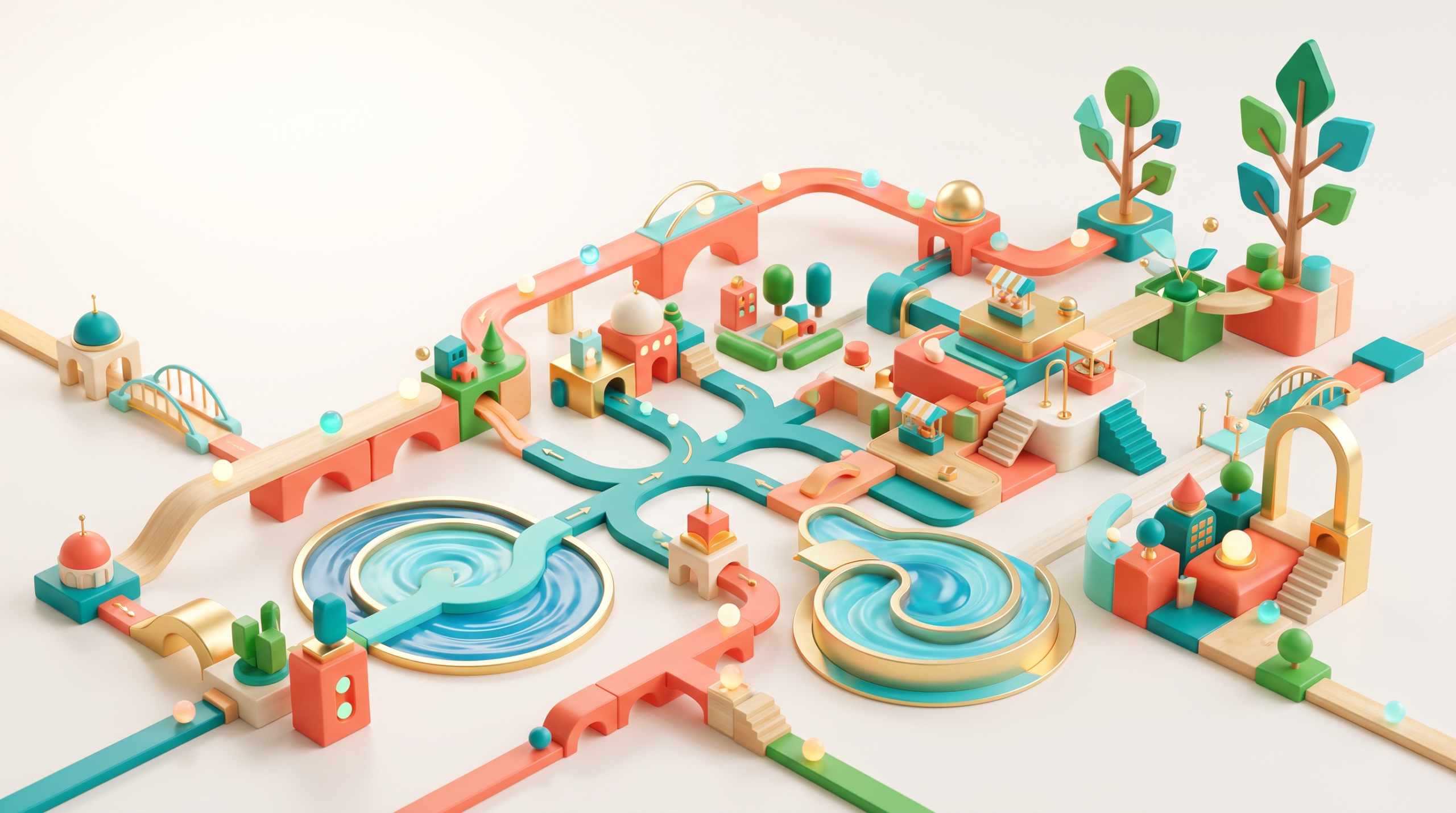Refined playful 3D artwork of colorful modular pie