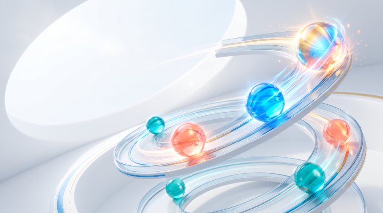 Energetic refined 3D artwork of bright glass spher