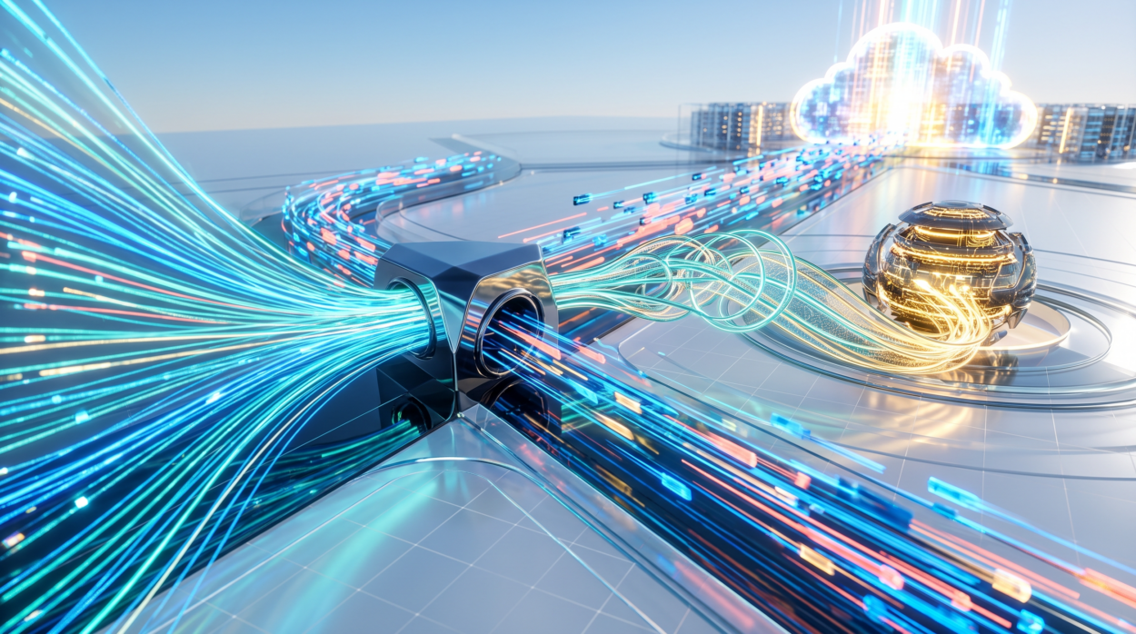 Energetic refined 3D editorial artwork of luminous