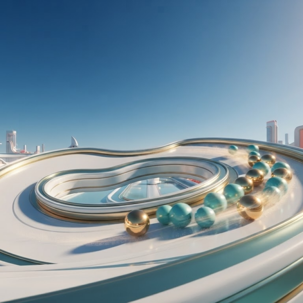 Dynamic refined 3D editorial artwork of polished g