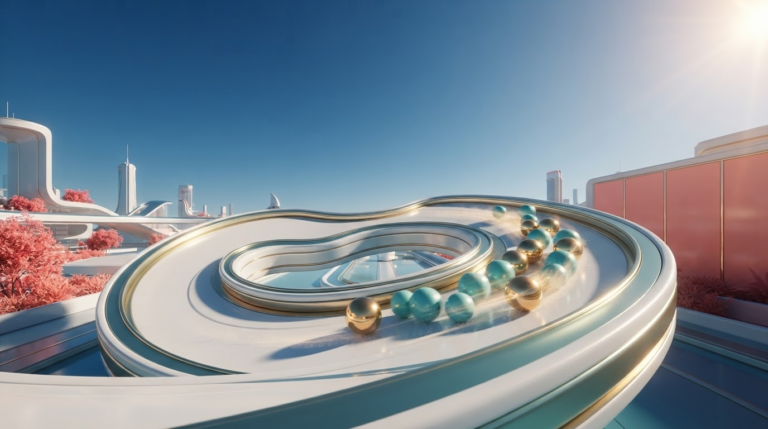 Dynamic refined 3D editorial artwork of polished g