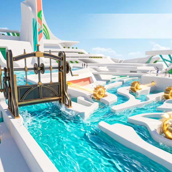 Dynamic refined 3D artwork of a bright turquoise c