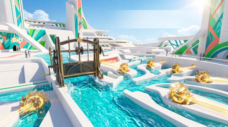 Dynamic refined 3D artwork of a bright turquoise c